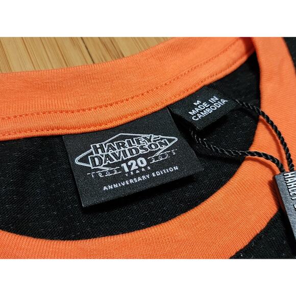 Harley-Davidson 120th Anniversary Ringer Tee Shirt Black Men's M Logo Graphic - Picture 3 of 10